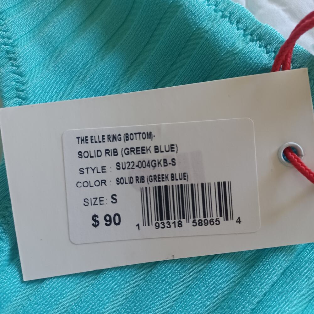 Solid & Striped The Elle Ring Ribbed Bikini Greek Blue Small NWT - Picture 3 of 8